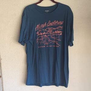 Old Navy Teal Graphic Tee with Orange Print